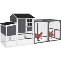 Hühnerstall, 236,5 x 91 x 114 cm Hühnergehege mit Nistkasten, Freigehege, Grau Hühnerstall, 236,5 x 91 x 114 cm Hühnergehege mit Nistkasten, Freigehege, Grau von PawHut