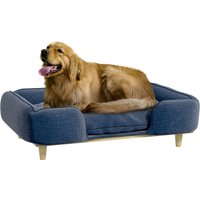 Hundesofa, Haustiersofa mit Kissen, Hundebett mit Erhöhtem Design Blau von PawHut