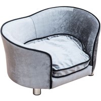 Hundesofa Luxus Haustiersofa Katzensofa mit Kissen Hundebett Hellgrau von PawHut