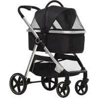 Hundewagen, 2 in 1 Hundetrolley mit Kissen faltbarer Hundebuggy Schwarz von PawHut