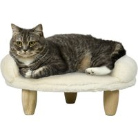 Katzenbett Hundesofa, Hundebett, Haustiersofa mit Erhöhtem Design, Creme Katzenbett Hundesofa, Hundebett, Haustiersofa mit Erhöhtem Design, Creme von PawHut