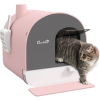 Katzentoilette Katzenklo mit Haube und Deckel Katzenstreu Matte Rosa von PawHut