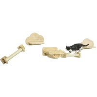 Katzentreppen-Set 2 Kratzstämme 2 Plattformen mit Plüsch Hängematte Beige von PawHut