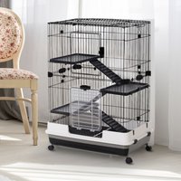 Kleintierkäfig mit 4 Räder, Käfig, 3 Öffnungen, 2 Plattformen, Metall Schwarz 81,2 x 52,7 x 110 cm Kleintierkäfig mit 4 Räder, Käfig, 3 Öffnungen, 2 Plattformen, Metall Schwarz 81,2 x 52,7 x 110 cm von PawHut