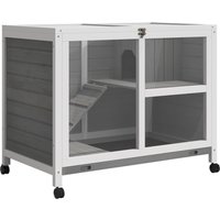 Kleintierstall mit Rädern, Doppelstöckig, Massivholz, Grau, 91,5 x 53,3 x 73 cm Kleintierstall mit Rädern, Doppelstöckig, Massivholz, Grau, 91,5 x 53,3 x 73 cm von PawHut