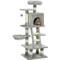 Kratzbaum mit Katzenhöhle Mehrstufiger Katzenbaum für Katzen Grau Kratzbaum mit Katzenhöhle Mehrstufiger Katzenbaum für Katzen Grau von PawHut