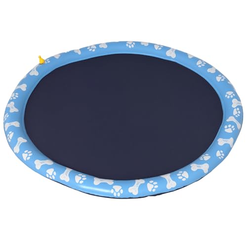 PawHut 170 cm Sprinkler Matte Hunde aufblasbare Splash Pad rutschfest Wasserspielmatte Wassermatte Spielmatte Planschbecken Wassersprinkler Hundepool für Haustiere Sommer Garten von PawHut
