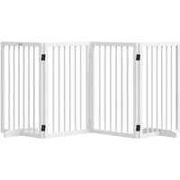 PawHut Absperrgitter Hund 4-teilig 206 x 76 cm Faltbar Türschutzgitter mit 2 Stützfüßen Freistehend Hundegitter aus Holz Treppengitter für Flur Weiß PawHut Absperrgitter Hund 4-teilig 206 x 76 cm Faltbar Türschutzgitter mit 2 Stützfüßen Freistehend Hundegitter aus Holz Treppengitter für Flur Weiß von PawHut