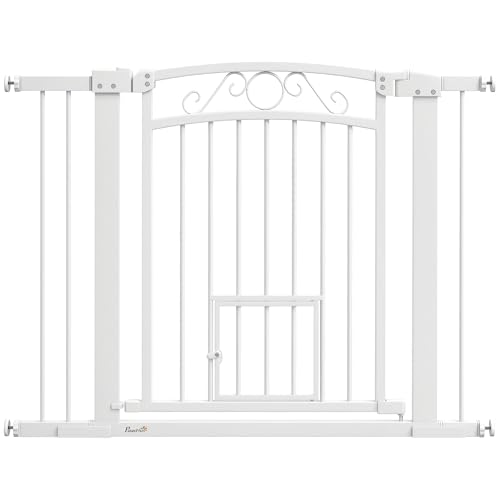 PawHut Dog Barrier Dog Gate mit Verstellbarer Breite 76-104 cm Hundesicherheitsgitter mit 2 Erweiterungen Doppelschloss und kleines Tor für Treppen und Türen Weiß PawHut Dog Barrier Dog Gate mit Verstellbarer Breite 76-104 cm Hundesicherheitsgitter mit 2 Erweiterungen Doppelschloss und kleines Tor für Treppen und Türen Weiß von PawHut