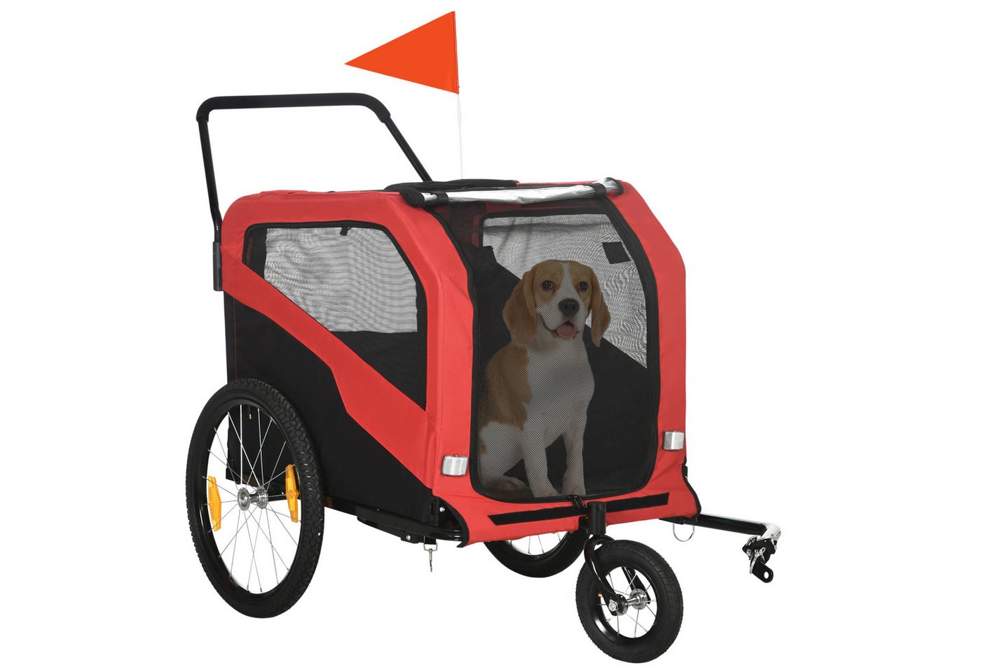PawHut Fahrradhundeanhänger 2-in-1 Hundeanhänger, Hundebuggy max. 30 kg, Hundewagen mit Reflektoren PawHut Fahrradhundeanhänger 2-in-1 Hundeanhänger, Hundebuggy max. 30 kg, Hundewagen mit Reflektoren von PawHut