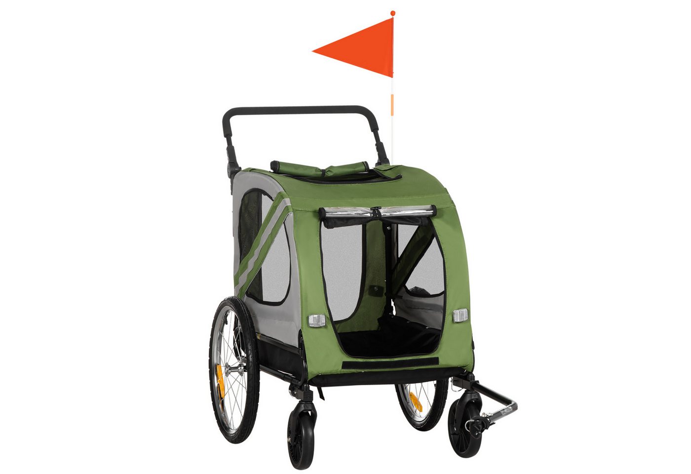 PawHut Fahrradhundeanhänger 2-in-1 Hundeanhänger & Hundebuggy mit Reflektoren, für Mittelgroße Hunde bis 20 kg, Oxford-Gewebe, Grün PawHut Fahrradhundeanhänger 2-in-1 Hundeanhänger & Hundebuggy mit Reflektoren, für Mittelgroße Hunde bis 20 kg, Oxford-Gewebe, Grün von PawHut