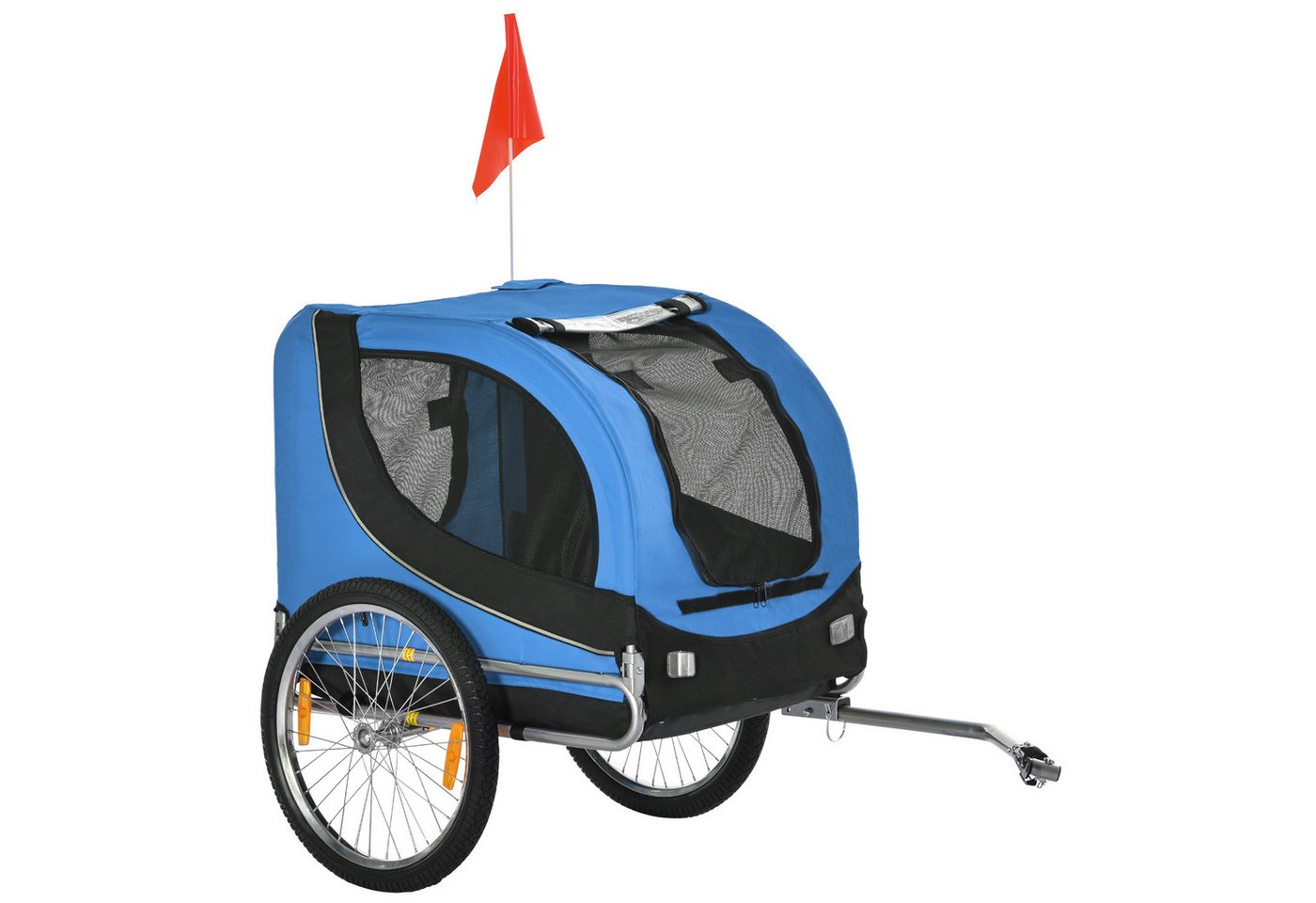 PawHut Fahrradhundeanhänger mit Universalkupplung, Hundeanhänger, Fahrrad, klappbar Fahne, für Garten, Balkon, Blau+Schwarz PawHut Fahrradhundeanhänger mit Universalkupplung, Hundeanhänger, Fahrrad, klappbar Fahne, für Garten, Balkon, Blau+Schwarz von PawHut