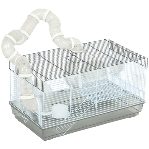 PawHut Käfig für Hamster und Nagetiere mit Tunnel, Zubehör, Griff, Stahldraht, 58 x 32 x 31 cm, Grau PawHut Käfig für Hamster und Nagetiere mit Tunnel, Zubehör, Griff, Stahldraht, 58 x 32 x 31 cm, Grau von PawHut