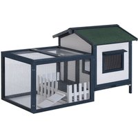 Hasenstall Hasenkäfig Meerschweinchenstall Kaninchenstall Kleintier mit Zaun Rampe Freigehege 151 x 78 x 84,5 cm von PawHut