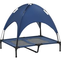 PawHut Haustierbett mit Baldachin Erhöhtes Hundebett Hundeliege outdoor Blau von PawHut