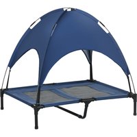 Haustierbett mit Baldachin Erhöhtes Hundebett Hundeliege outdoor Blau von PawHut