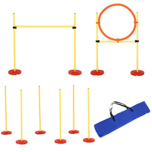 PawHut Agility Set Hunde 3-teiliges Agility-Ausrüstung für Hundetraining Steckhürdenset mit 6 Slalomstangen höhenverstellbar Hürden Sprungreifen Tragetasche Agilityset für Spiele Training PawHut Agility Set Hunde 3-teiliges Agility-Ausrüstung für Hundetraining Steckhürdenset mit 6 Slalomstangen höhenverstellbar Hürden Sprungreifen Tragetasche Agilityset für Spiele Training von PawHut