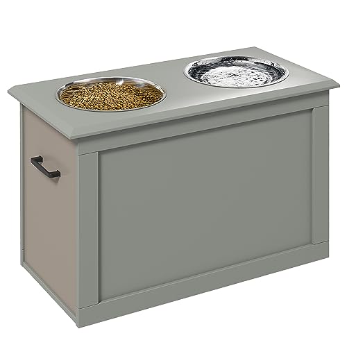 PawHut Erhöhter Hundenapf Futternapf mit Staumraum Wassernapf 2 x 2000ml Edelstahlnäpfen Hundenäpfe Fressnapf Futterstation für Hunde Katzen Grau PawHut Erhöhter Hundenapf Futternapf mit Staumraum Wassernapf 2 x 2000ml Edelstahlnäpfen Hundenäpfe Fressnapf Futterstation für Hunde Katzen Grau von PawHut