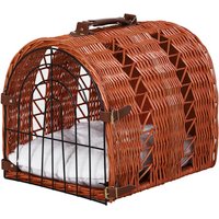 PawHut Hunde-Tragetasche, BxHxT: 35 x 37 x 42 cm, Weidenholz/Plüsch/Polypropylen/Metall - braun von PawHut