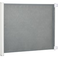 Hunde Türschutzgitter Treppenschutzgitter Treppenschutz Sicherheitstrennwand Trennwand Türschutz Treppenschutzgitter ausziehbar treppenschutzrollo Rollo Einrollbar PVC Grau 115L x 82,5H cm von PawHut