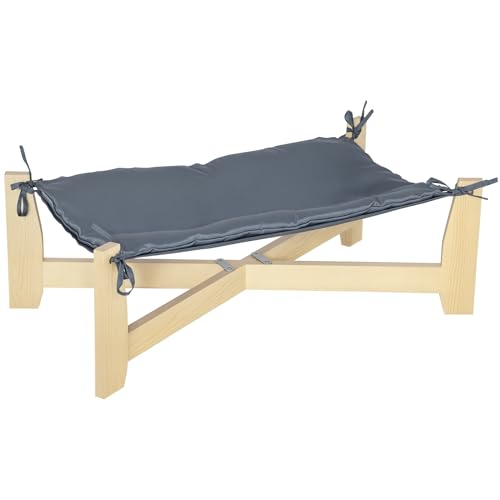 PawHut Hundesofa Hundecouch mit Holzbeine 72 x 40 cm Hundebett mit Kissen Haustierbett Katzensofa Hundeliege für kleine Hunde, Hellgrau von PawHut