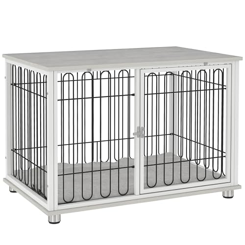 PawHut Hundebox, Hundebox mit Kissen, verstellbare Füße, Beistelltisch, Stabiler Stahldraht, für mittelgroße Hunde bis 20 kg, 90 x 58 x 62,5 cm, grau PawHut Hundebox, Hundebox mit Kissen, verstellbare Füße, Beistelltisch, Stabiler Stahldraht, für mittelgroße Hunde bis 20 kg, 90 x 58 x 62,5 cm, grau von PawHut