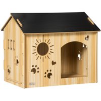 PawHut Hundehütte aus Holz Kleintierhaus mit Lüftungsöffnungen Hundehaus mit Dach Hundehöhle Indoor von PawHut