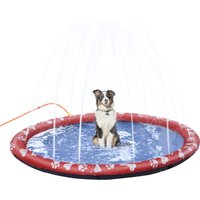 PawHut Hundepool für Hunde, Wassermatte Ø170 cm Hunde Planschbecken Spritz Wasserspiel Matte, Rutschfest, für Garten, Camping, Rot von PawHut