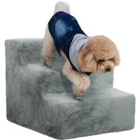 PawHut Hundetreppe 3-stufige 35 cm Haustiertreppe mit Samtoptik für Bett von PawHut