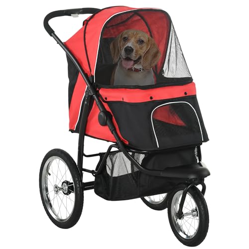 PawHut Hundewagen Hundebuggy klappbar für Hunde & Katzen bis 20 kg Katzenbuggy mit geländegängige Gummiräder Kissen Netzfenstern Türen Katzenwagen mit Aufbewahrungskorb Buggy Rot PawHut Hundewagen Hundebuggy klappbar für Hunde & Katzen bis 20 kg Katzenbuggy mit geländegängige Gummiräder Kissen Netzfenstern Türen Katzenwagen mit Aufbewahrungskorb Buggy Rot von PawHut