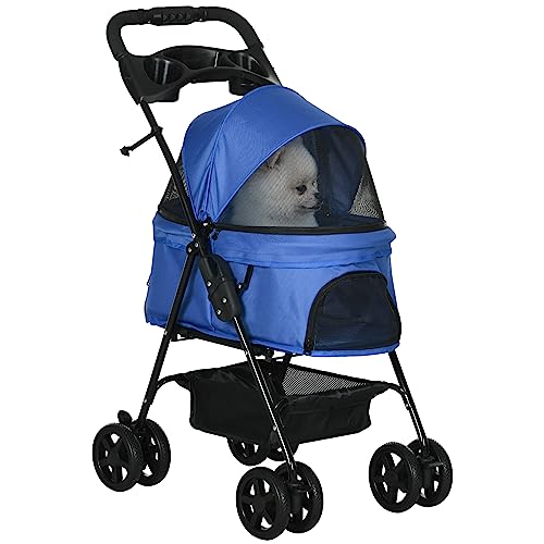 PawHut Hundewagen Hundebuggy mit Klappfunktion Pet Stroller für kleine Hunde und Katzen Haustierwagen Katzenbuggy Oxford Blau 67 x 45 x 96 cm PawHut Hundewagen Hundebuggy mit Klappfunktion Pet Stroller für kleine Hunde und Katzen Haustierwagen Katzenbuggy Oxford Blau 67 x 45 x 96 cm von PawHut