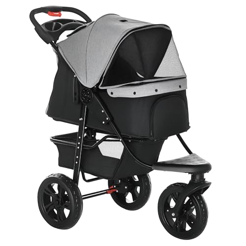 PawHut Hundewagen klappbar Hundebuggy für Hunde & Katzen bis 10 kg Katzenbuggy mit Netzfenstern Getränkbehalter Aufbewahrungskorb Katzenwagen Buggy Grau PawHut Hundewagen klappbar Hundebuggy für Hunde & Katzen bis 10 kg Katzenbuggy mit Netzfenstern Getränkbehalter Aufbewahrungskorb Katzenwagen Buggy Grau von PawHut