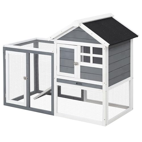 PawHut Kaninchenstall Tannenholz Indoor Outdoor Kleintierstall Kleintierkäfig Kleintierhaus Herausnehmbare Rampe und Bodenwanne Grau+Weiß+Schwarz 122 x 62,6 x 92 cm PawHut Kaninchenstall Tannenholz Indoor Outdoor Kleintierstall Kleintierkäfig Kleintierhaus Herausnehmbare Rampe und Bodenwanne Grau+Weiß+Schwarz 122 x 62,6 x 92 cm von PawHut