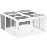 PawHut Kaninchenstall aus Holz, Kleintierstall mit Freilaufgehege, aufklappbarem Dach von PawHut