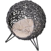 PawHut Katzenhöhle, ØxH: 52 x 58 cm, Kunststoff/Rattan - grau von PawHut