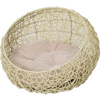 PawHut Katzenhöhle, ØxH: 56 x 35 cm, Polyvinylchlorid (PVC)/Rattan - beige von PawHut