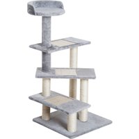 Kletterbaum Katzenbaum Spielbaum Katzenkratzbaum Treppe 5 Schichte Beige Grau 48 x 48 x 99,5 cm (LxBxH) von PawHut