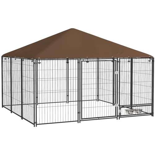 PawHut Outdoor Hundezwinger aus Metall und Oxford-Gewebe mit Futternapfhalter und wetterfestem Dach Geräumiger Raum 211 x 211 x 151 cm Schwarz PawHut Outdoor Hundezwinger aus Metall und Oxford-Gewebe mit Futternapfhalter und wetterfestem Dach Geräumiger Raum 211 x 211 x 151 cm Schwarz von PawHut
