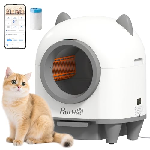 PawHut Selbstreinigende Katzentoilette mit App-Steuerung 80 L Geruchsbeseitigung, Automatische Elektrisches Katzenklo mit Müllbeutel hygienisch Cat Litter Box Katzentoilette für Mehrere Katzen von PawHut