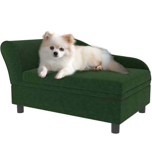 PawHut Sofa für Hunde und Katzen, auf Fuß, mit Aufbewahrungsbox, moderner Stil, abnehmbares Sitzkissen, hoher Komfort, 76 x 45 x 43 cm, Grün PawHut Sofa für Hunde und Katzen, auf Fuß, mit Aufbewahrungsbox, moderner Stil, abnehmbares Sitzkissen, hoher Komfort, 76 x 45 x 43 cm, Grün von PawHut