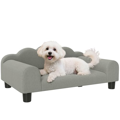 PawHut Soft Small Dog Sofa mit Stützarmlehnen, Holz und Stoff French Terry, 66x42x28,5 cm, Grau PawHut Soft Small Dog Sofa mit Stützarmlehnen, Holz und Stoff French Terry, 66x42x28,5 cm, Grau von PawHut