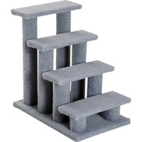 Tiertreppe Katzentreppe Hundetreppe Treppe für Katze und Hunde 4 Stufen Beige/Grau 63,5x43x60cm von PawHut