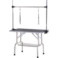 Trimmtisch Tierpflegetisch Schertisch Pflegetisch mit Unterkorb für Hunde höhenverstellbar klappbar Edelstahl Metall Schwarz 107 x 60 x 170 cm von PawHut