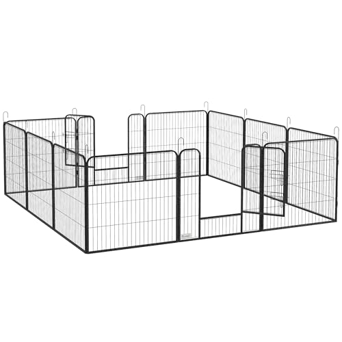 PawHut Welpenauslauf 80 cm Hoch, 12-TLG Welpenlaufstall mit 2 Tür, DIY Hundelaufstall Freilaufgehege Welpenfreigehege Hundezaun für mittelgroße Hunde, Kaninchen, Meerschweinchen, Stahl, Grau PawHut Welpenauslauf 80 cm Hoch, 12-TLG Welpenlaufstall mit 2 Tür, DIY Hundelaufstall Freilaufgehege Welpenfreigehege Hundezaun für mittelgroße Hunde, Kaninchen, Meerschweinchen, Stahl, Grau von PawHut