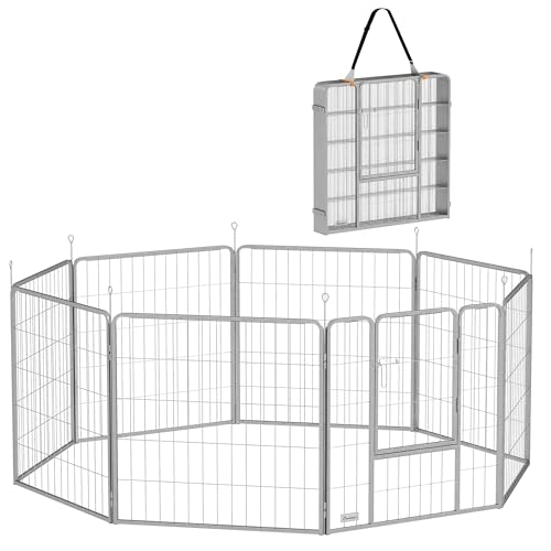 PawHut Welpenlaufstall 8-TLG Welpenauslauf mit 8 Gitterplatten Tür Erdspießen flexibel Schutzplane Freilaufgehege 80 cm hoch Hundelaufstall Laufstall Für Hund Katze Welpe Laufgitter für draußen PawHut Welpenlaufstall 8-TLG Welpenauslauf mit 8 Gitterplatten Tür Erdspießen flexibel Schutzplane Freilaufgehege 80 cm hoch Hundelaufstall Laufstall Für Hund Katze Welpe Laufgitter für draußen von PawHut