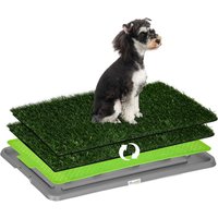 PawHut Welpentoilette Hundetoilette mit 2 Grasmatte Tablett für Töpfchentraining von PawHut