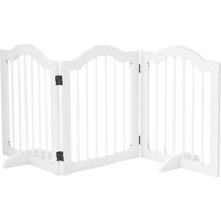 Pawhut - Absperrgitter Hund 3-teilig, 154,5 x 61 cm Faltbar Hundegitter mit Tür, Türschutzgitter mit 2 Stützfüßen, Freistehend Treppengitter für von PawHut