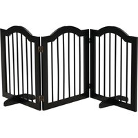 Pawhut - Absperrgitter Hund 3-teilig, 154,5 x 61 cm Faltbar Hundegitter mit Tür, Türschutzgitter mit 2 Stützfüßen, Freistehend Treppengitter für von PawHut