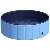 Pawhut Hundepool Planschbecken Schwimmbecken Schwimmbad Blau Ø100 x H30 cm von PawHut