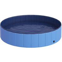 Pawhut Hundepool Planschbecken Schwimmbecken Schwimmbad Blau Ø140 x H30 cm von PawHut